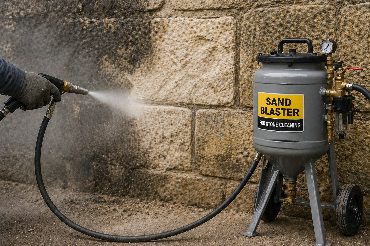 رمالة وتنظيف واجهات حجر